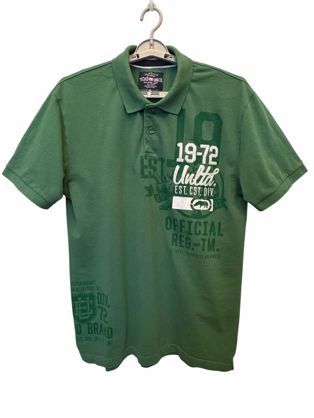 Ecko Unlimited Mens XXL Green Polo Graphic Print Logo Short Slv Sporty Casual